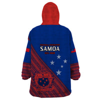 Samoa Football Wearable Blanket Hoodie Samoan Coat Of Arm Polynesian Sporty Style - Wonder Print Shop