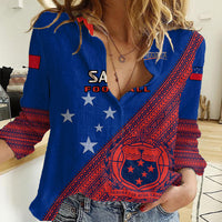 Samoa Football Women Casual Shirt Samoan Coat Of Arm Polynesian Sporty Style - Wonder Print Shop