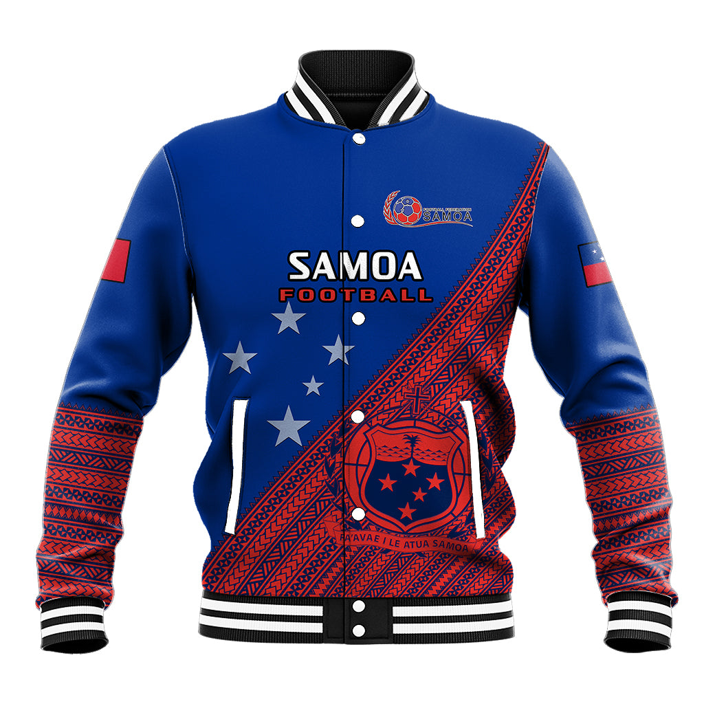 Personalised Samoa Football Baseball Jacket Samoan Coat Of Arm Polynesian Sporty Style - Wonder Print Shop