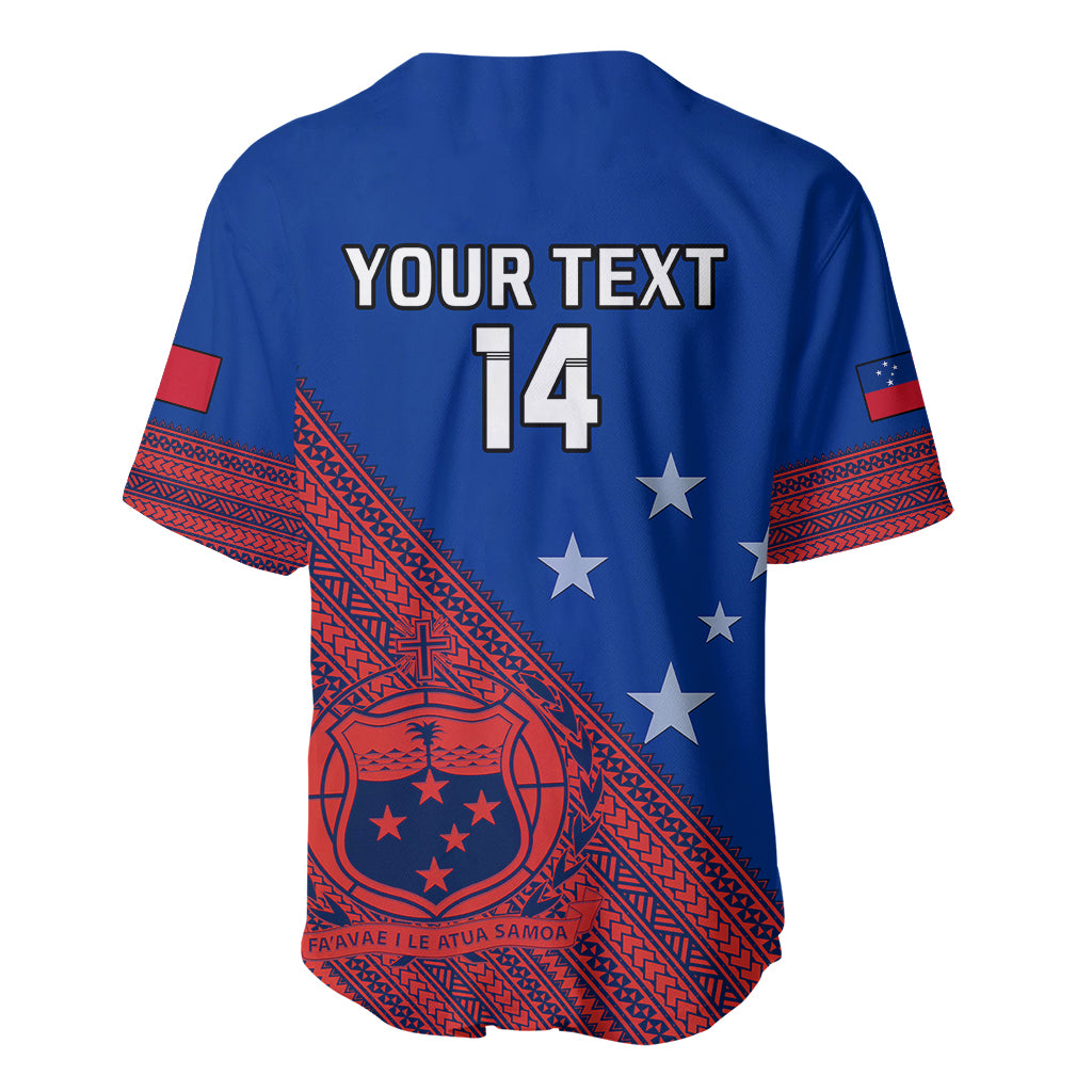 Personalised Samoa Football Baseball Jersey Samoan Coat Of Arm Polynesian Sporty Style - Wonder Print Shop