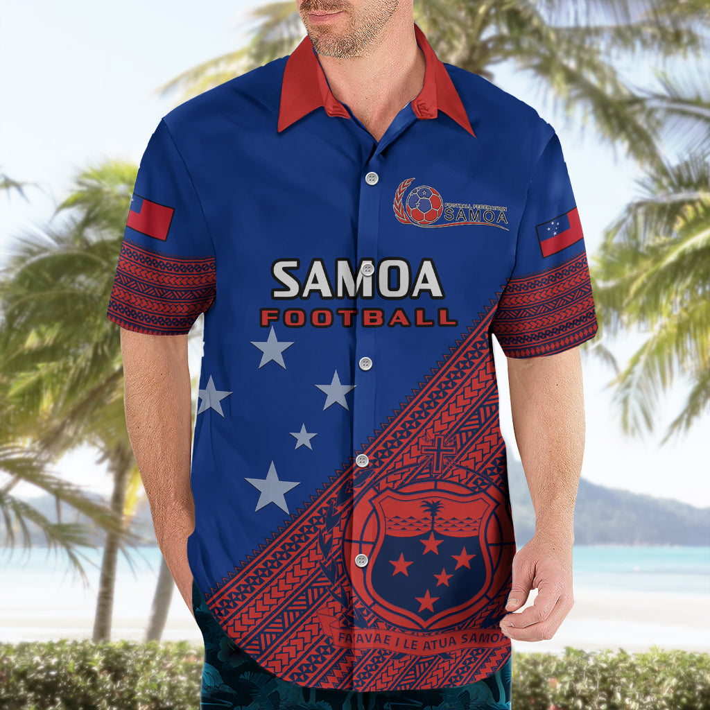 Personalised Samoa Football Hawaiian Shirt Samoan Coat Of Arm Polynesian Sporty Style - Wonder Print Shop