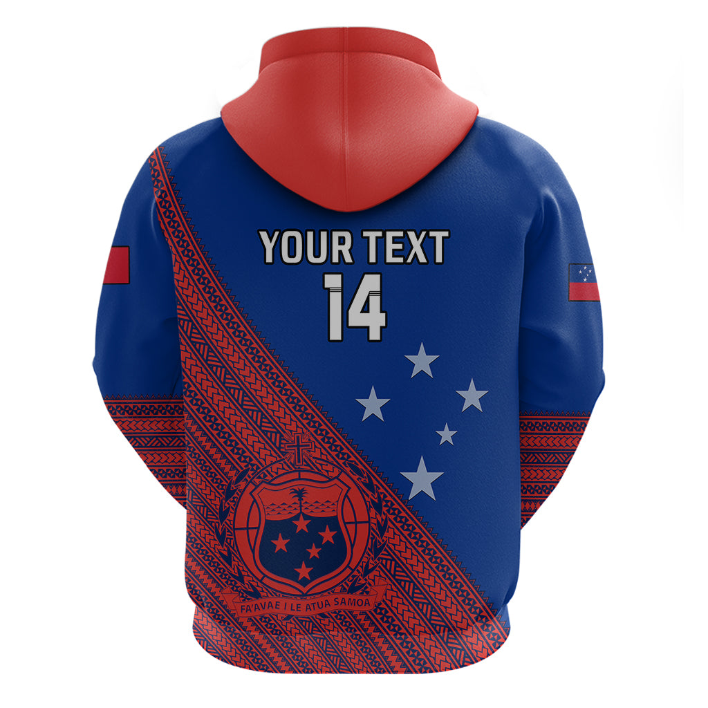 Personalised Samoa Football Hoodie Samoan Coat Of Arm Polynesian Sporty Style - Wonder Print Shop