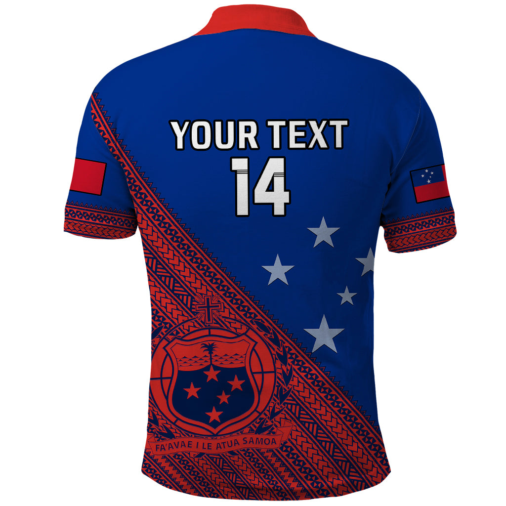 Personalised Samoa Football Polo Shirt Samoan Coat Of Arm Polynesian Sporty Style - Wonder Print Shop