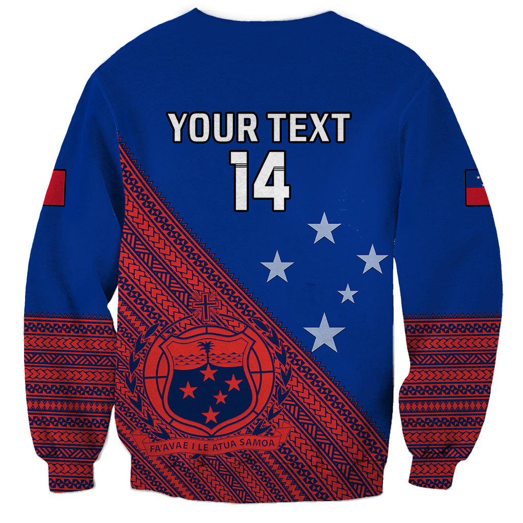 Personalised Samoa Football Sweatshirt Samoan Coat Of Arm Polynesian Sporty Style - Wonder Print Shop