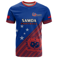 Personalised Samoa Football T Shirt Samoan Coat Of Arm Polynesian Sporty Style - Wonder Print Shop