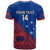 Personalised Samoa Football T Shirt Samoan Coat Of Arm Polynesian Sporty Style - Wonder Print Shop