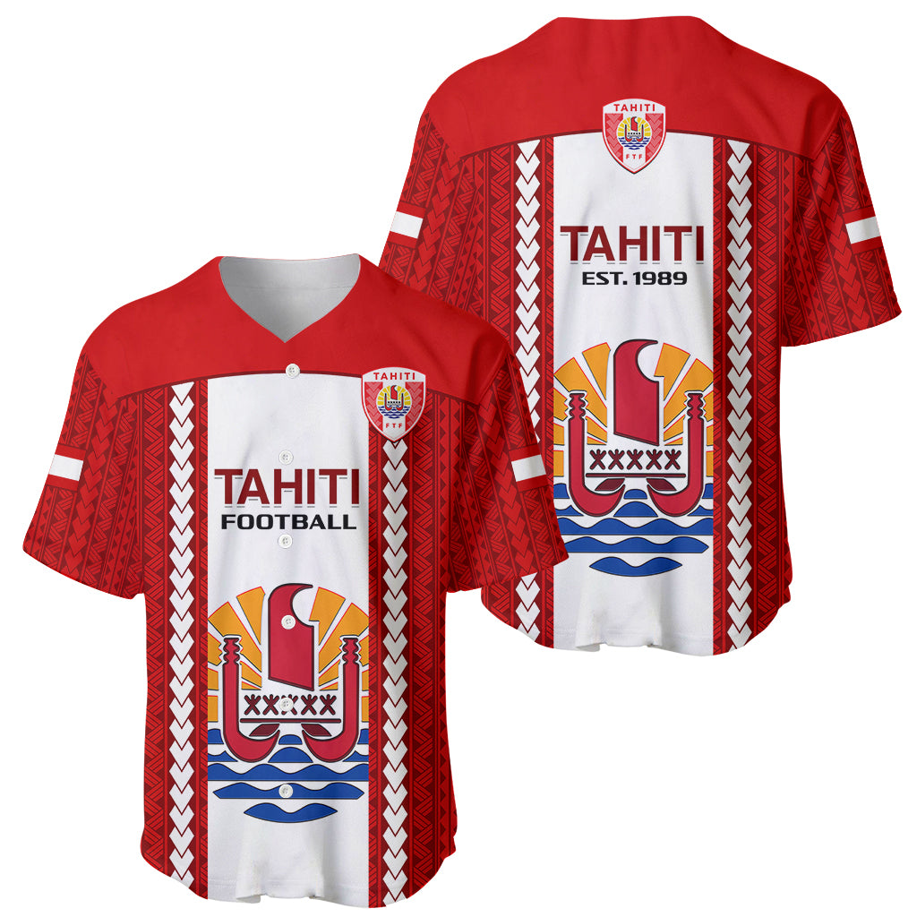Tahitian Football Baseball Jersey Tahiti Coat Of Arm Polynesian Sporty Style - Wonder Print Shop