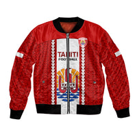 Tahitian Football Bomber Jacket Tahiti Coat Of Arm Polynesian Sporty Style - Wonder Print Shop