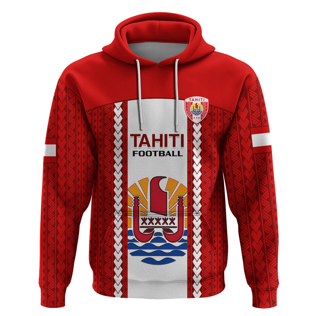 Tahitian Football Hoodie Tahiti Coat Of Arm Polynesian Sporty Style - Wonder Print Shop