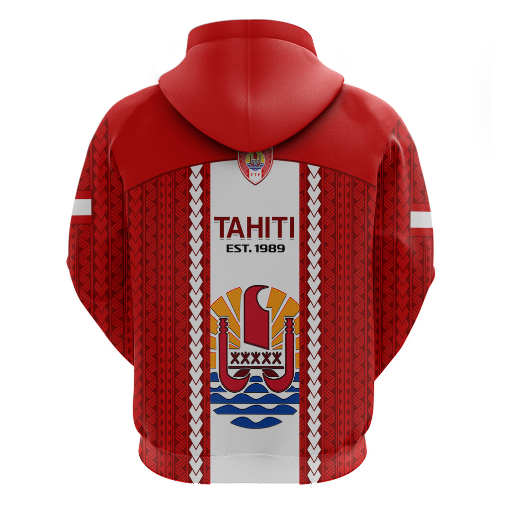 Tahitian Football Hoodie Tahiti Coat Of Arm Polynesian Sporty Style - Wonder Print Shop