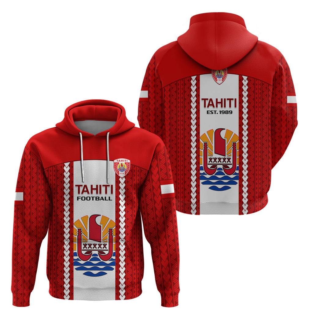 Tahitian Football Hoodie Tahiti Coat Of Arm Polynesian Sporty Style - Wonder Print Shop