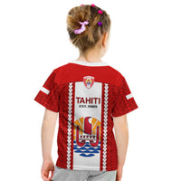Tahitian Football Kid T Shirt Tahiti Coat Of Arm Polynesian Sporty Style - Wonder Print Shop