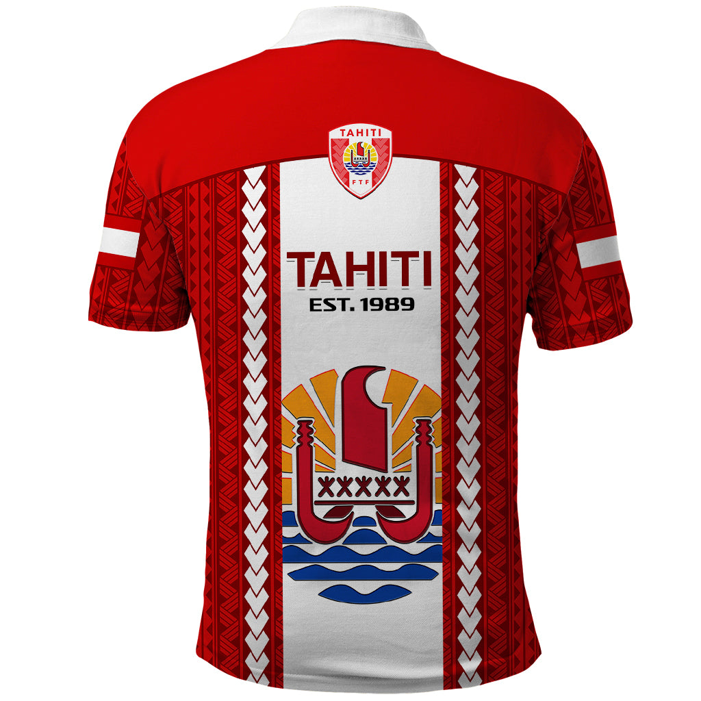 Tahitian Football Polo Shirt Tahiti Coat Of Arm Polynesian Sporty Style - Wonder Print Shop