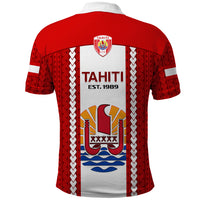 Tahitian Football Polo Shirt Tahiti Coat Of Arm Polynesian Sporty Style - Wonder Print Shop