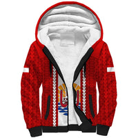 Tahitian Football Sherpa Hoodie Tahiti Coat Of Arm Polynesian Sporty Style - Wonder Print Shop