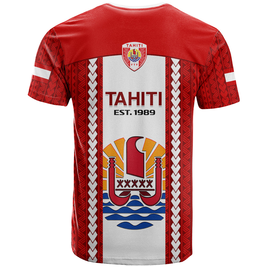 Tahitian Football T Shirt Tahiti Coat Of Arm Polynesian Sporty Style - Wonder Print Shop