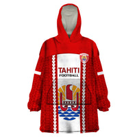 Tahitian Football Wearable Blanket Hoodie Tahiti Coat Of Arm Polynesian Sporty Style - Wonder Print Shop