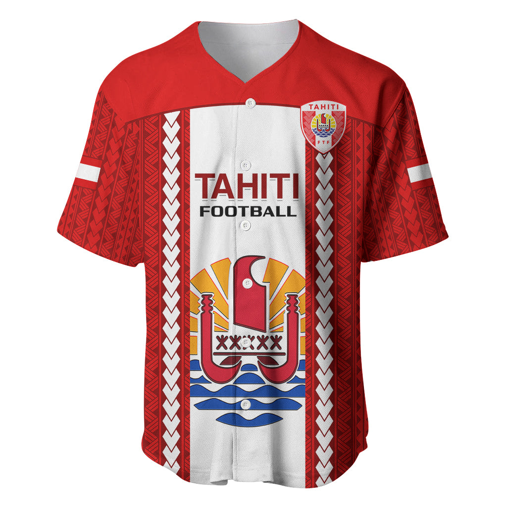 Personalised Tahitian Football Baseball Jersey Tahiti Coat Of Arm Polynesian Sporty Style - Wonder Print Shop