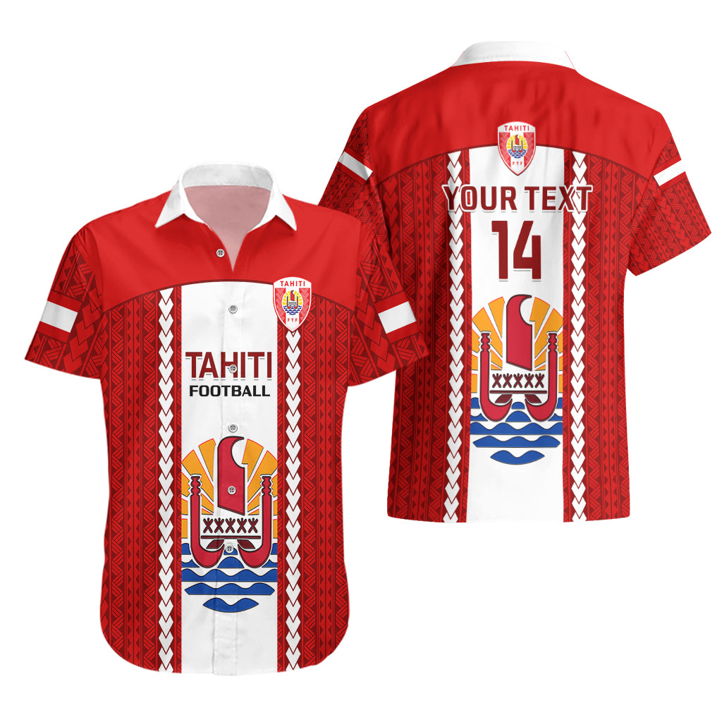 Personalised Tahitian Football Hawaiian Shirt Tahiti Coat Of Arm Polynesian Sporty Style - Wonder Print Shop