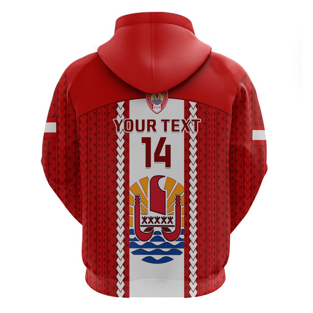 Personalised Tahitian Football Hoodie Tahiti Coat Of Arm Polynesian Sporty Style - Wonder Print Shop