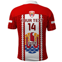 Personalised Tahitian Football Polo Shirt Tahiti Coat Of Arm Polynesian Sporty Style - Wonder Print Shop