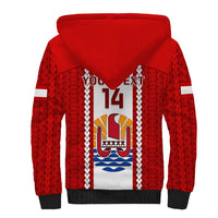 Personalised Tahitian Football Sherpa Hoodie Tahiti Coat Of Arm Polynesian Sporty Style - Wonder Print Shop