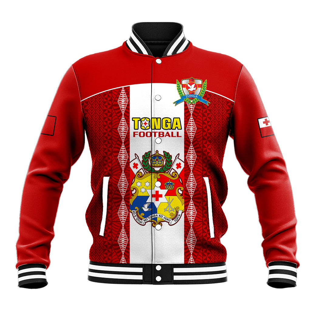 Tonga Football Baseball Jacket Tongan Ngatu Pattern Sporty Style - Wonder Print Shop