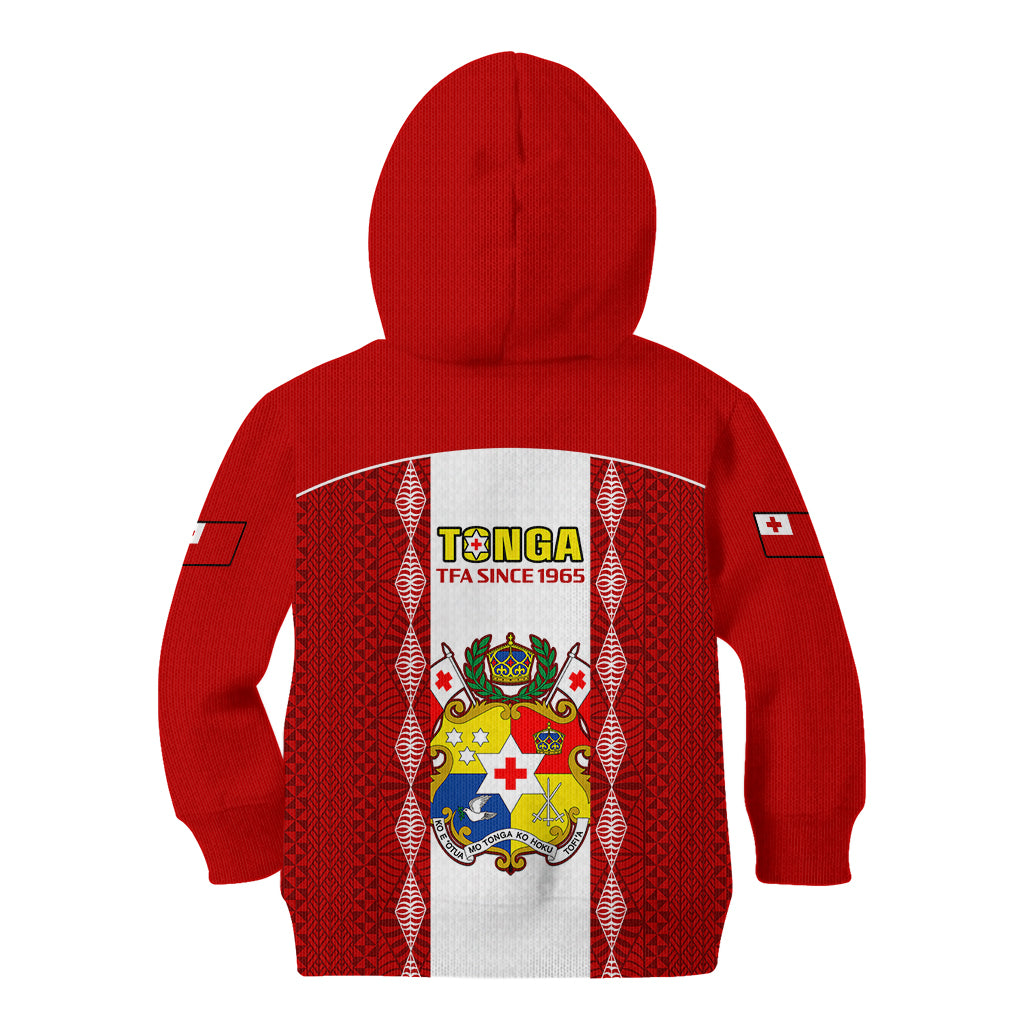 Tonga Football Kid Hoodie Tongan Ngatu Pattern Sporty Style - Wonder Print Shop