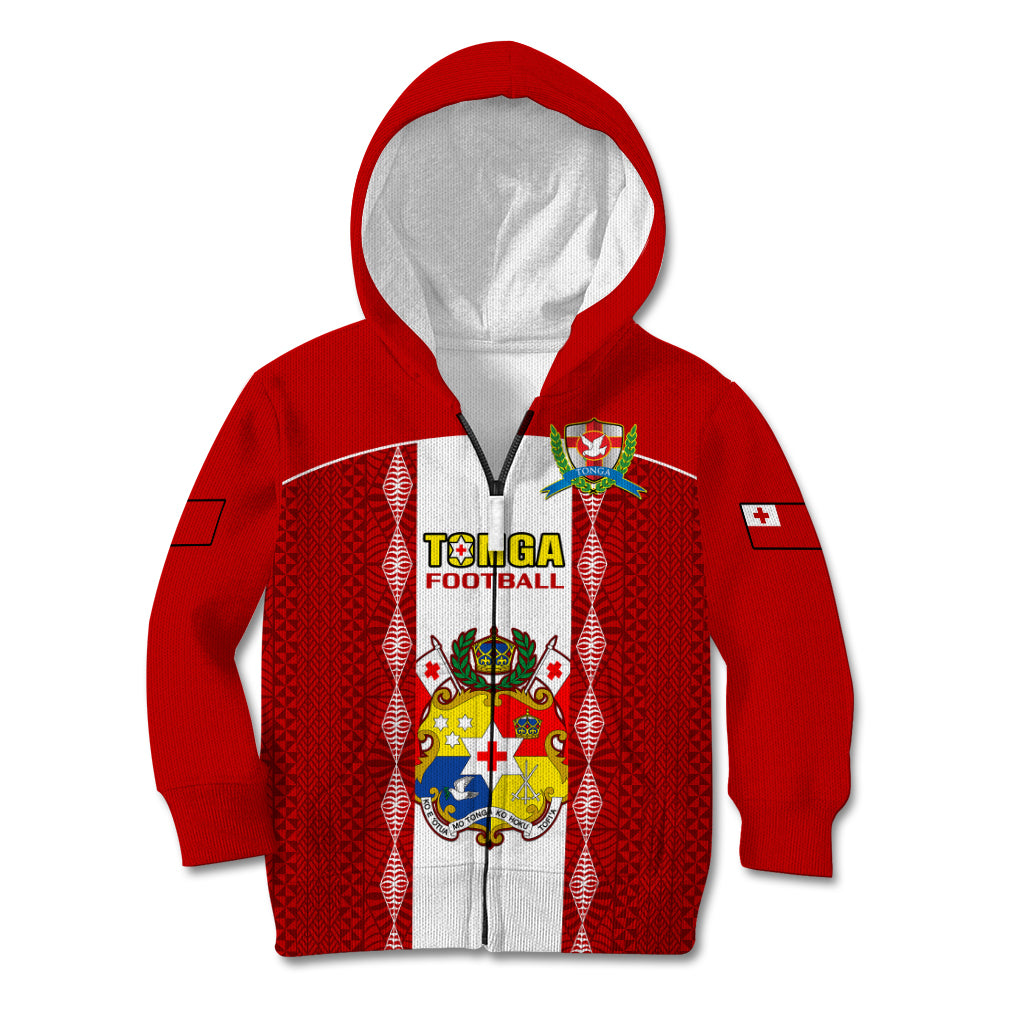 Tonga Football Kid Hoodie Tongan Ngatu Pattern Sporty Style - Wonder Print Shop