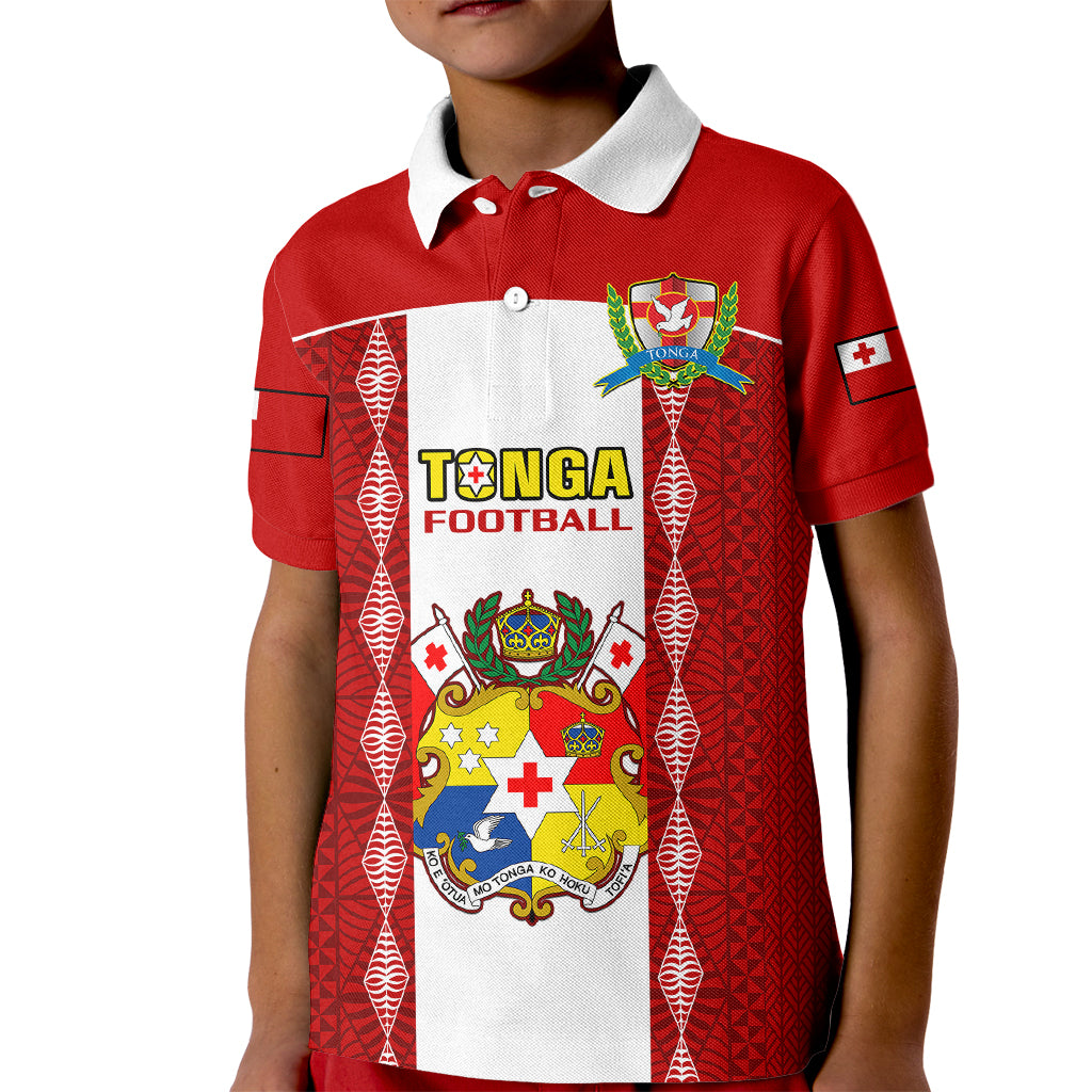Tonga Football Kid Polo Shirt Tongan Ngatu Pattern Sporty Style - Wonder Print Shop