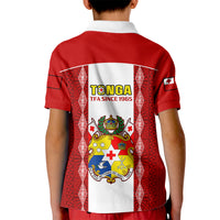Tonga Football Kid Polo Shirt Tongan Ngatu Pattern Sporty Style - Wonder Print Shop