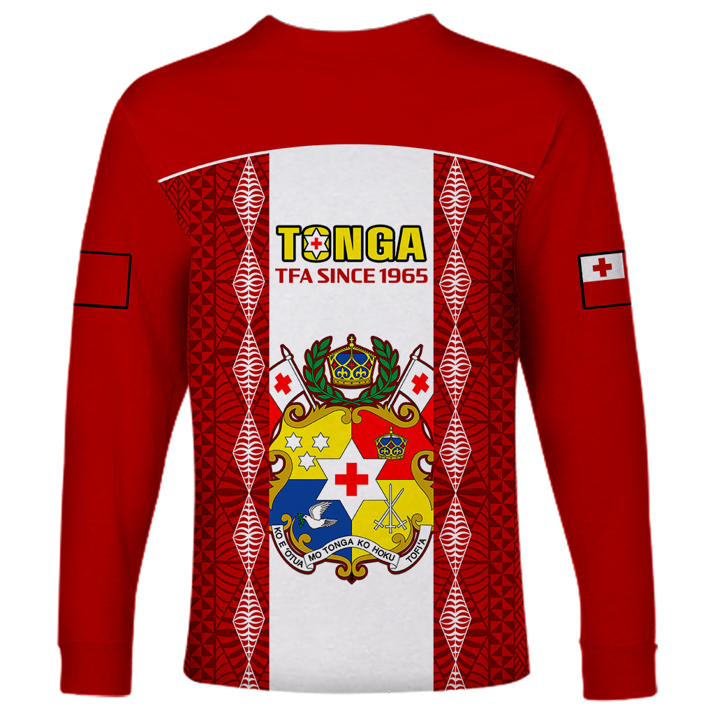 Tonga Football Long Sleeve Shirt Tongan Ngatu Pattern Sporty Style - Wonder Print Shop