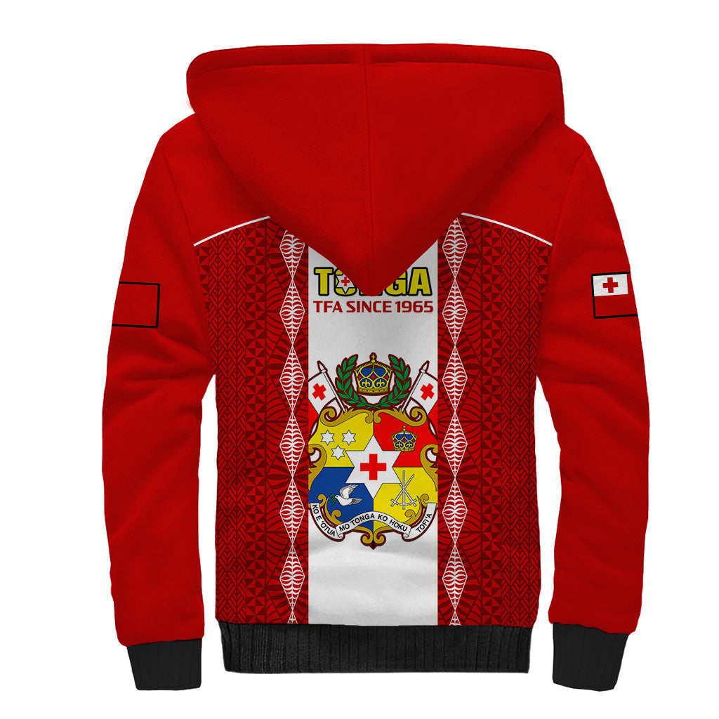 Tonga Football Sherpa Hoodie Tongan Ngatu Pattern Sporty Style - Wonder Print Shop