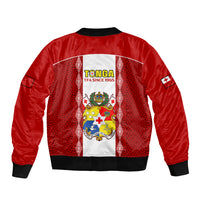 Tonga Football Sleeve Zip Bomber Jacket Tongan Ngatu Pattern Sporty Style - Wonder Print Shop