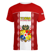 Tonga Football Women V Neck T Shirt Tongan Ngatu Pattern Sporty Style - Wonder Print Shop