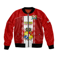 Personalised Tonga Football Bomber Jacket Tongan Ngatu Pattern Sporty Style - Wonder Print Shop