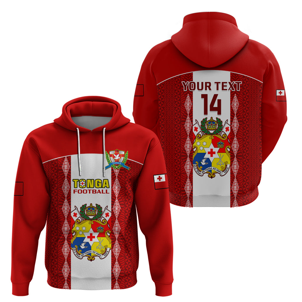 Personalised Tonga Football Hoodie Tongan Ngatu Pattern Sporty Style - Wonder Print Shop