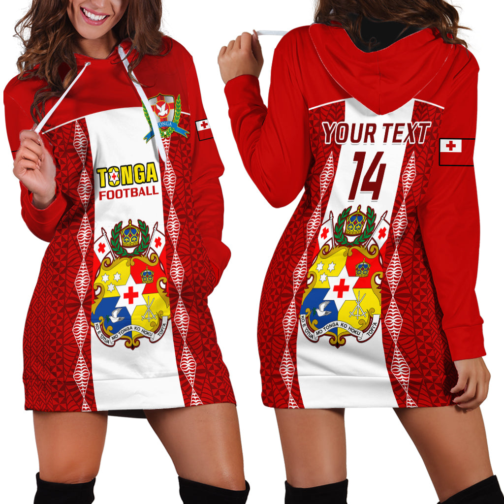 Personalised Tonga Football Hoodie Dress Tongan Ngatu Pattern Sporty Style - Wonder Print Shop