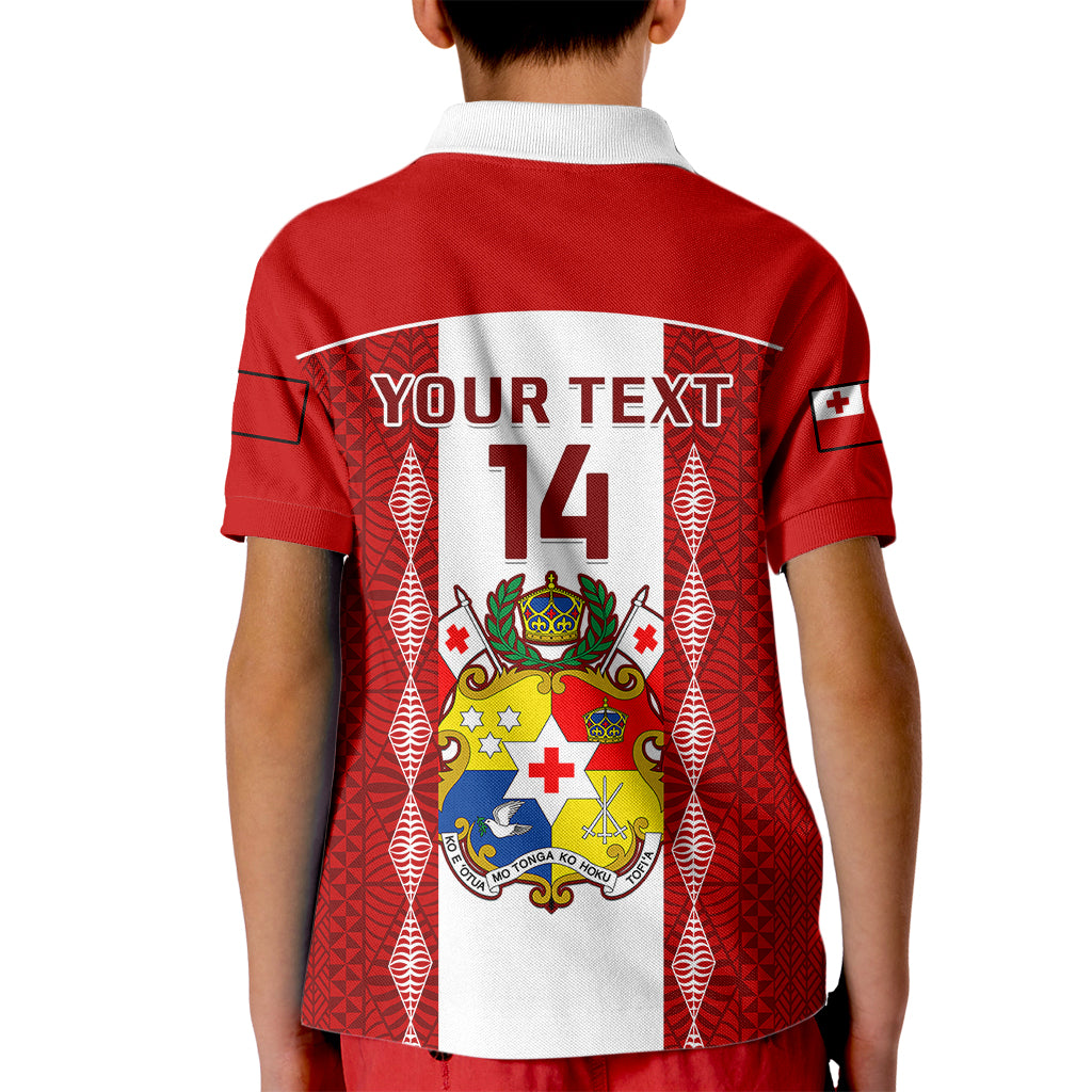 Personalised Tonga Football Kid Polo Shirt Tongan Ngatu Pattern Sporty Style - Wonder Print Shop