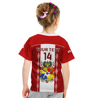 Personalised Tonga Football Kid T Shirt Tongan Ngatu Pattern Sporty Style - Wonder Print Shop