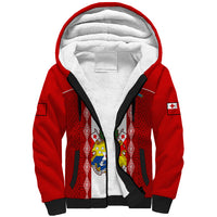 Personalised Tonga Football Sherpa Hoodie Tongan Ngatu Pattern Sporty Style - Wonder Print Shop