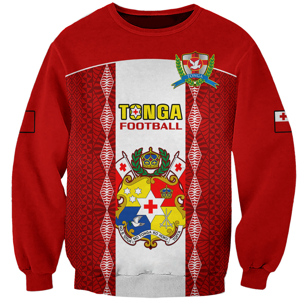 Personalised Tonga Football Sweatshirt Tongan Ngatu Pattern Sporty Style - Wonder Print Shop