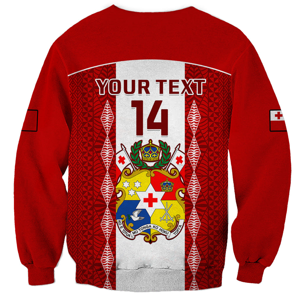 Personalised Tonga Football Sweatshirt Tongan Ngatu Pattern Sporty Style - Wonder Print Shop