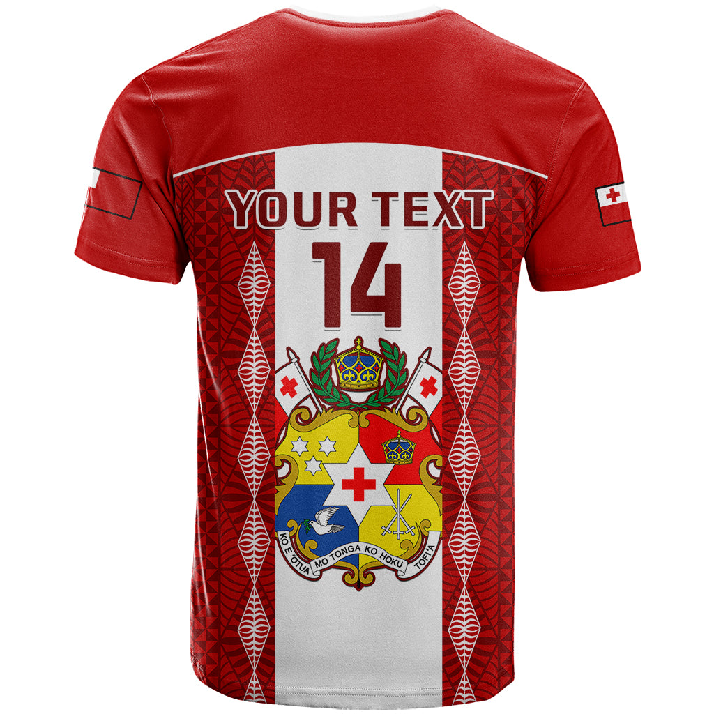 Personalised Tonga Football T Shirt Tongan Ngatu Pattern Sporty Style - Wonder Print Shop