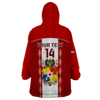 Personalised Tonga Football Wearable Blanket Hoodie Tongan Ngatu Pattern Sporty Style - Wonder Print Shop