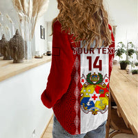 Personalised Tonga Football Women Casual Shirt Tongan Ngatu Pattern Sporty Style - Wonder Print Shop