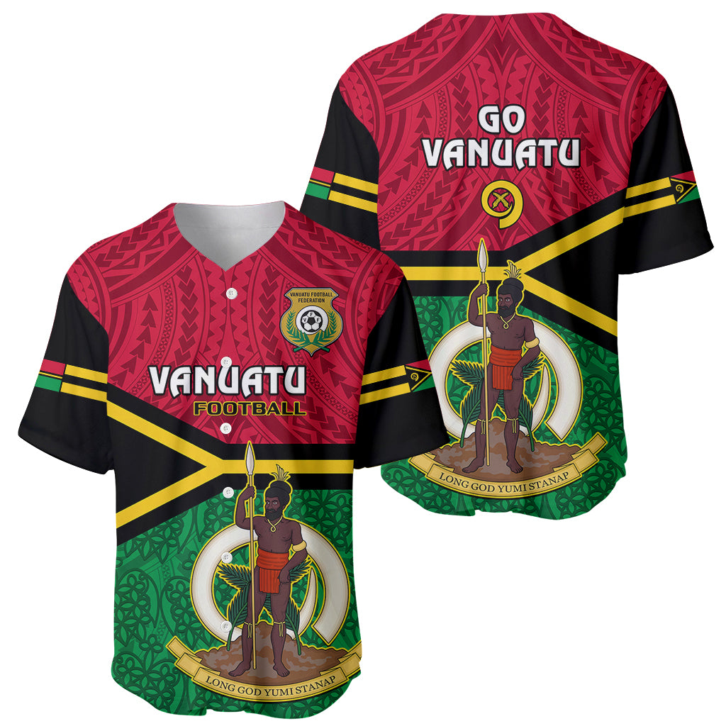Vanuatu Football Baseball Jersey Vanuatuan Coat Of Arm Polynesian Flag Style - Wonder Print Shop