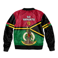 Vanuatu Football Bomber Jacket Vanuatuan Coat Of Arm Polynesian Flag Style - Wonder Print Shop