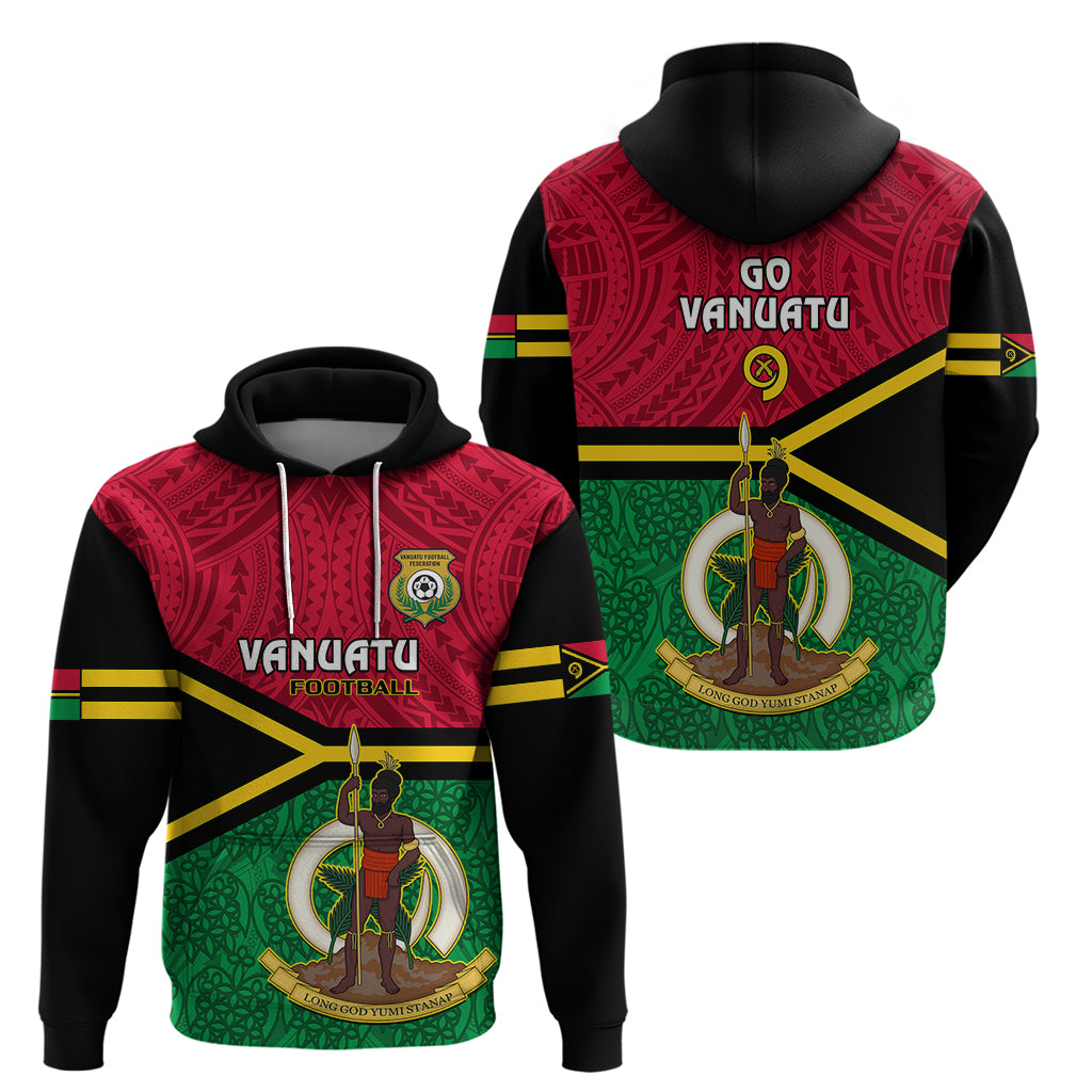 Vanuatu Football Hoodie Vanuatuan Coat Of Arm Polynesian Flag Style - Wonder Print Shop