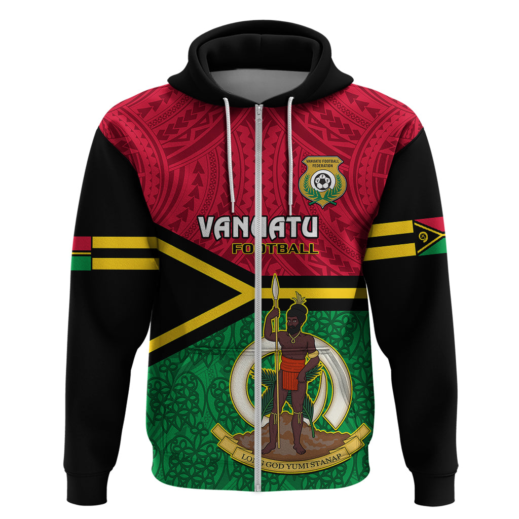 Vanuatu Football Hoodie Vanuatuan Coat Of Arm Polynesian Flag Style - Wonder Print Shop